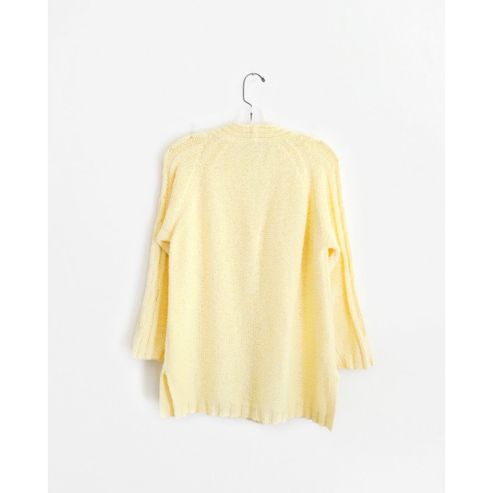 Vintage Light Yellow Cotton Chunky Cardigan sz S - Picture 2 of 4